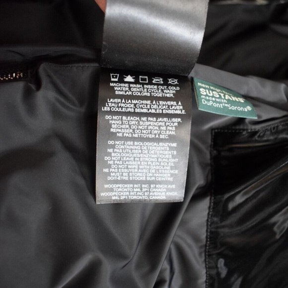 WOODPECKER Wet Black Hooded puffer/parka/coat/jacket Size SMALL - Picture 8 of 12